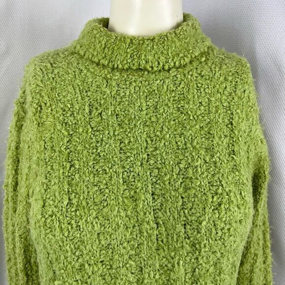 Columbia Womens Turtleneck Fuzzy Knit Sweater Green Size Medium - Picture 2 of 14